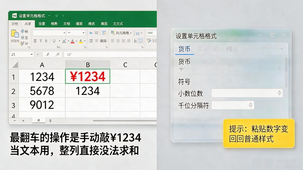 Excel里的货币数字是啥？怎么把普通数字变成带¥的格式