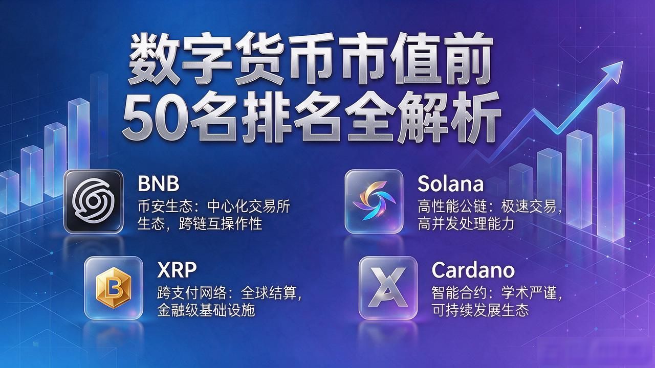 数字货币市值前50名排名全解析