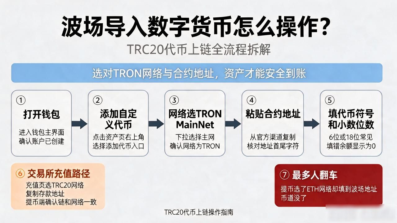 波场导入数字货币怎么操作？TRC20代币上链全流程拆解