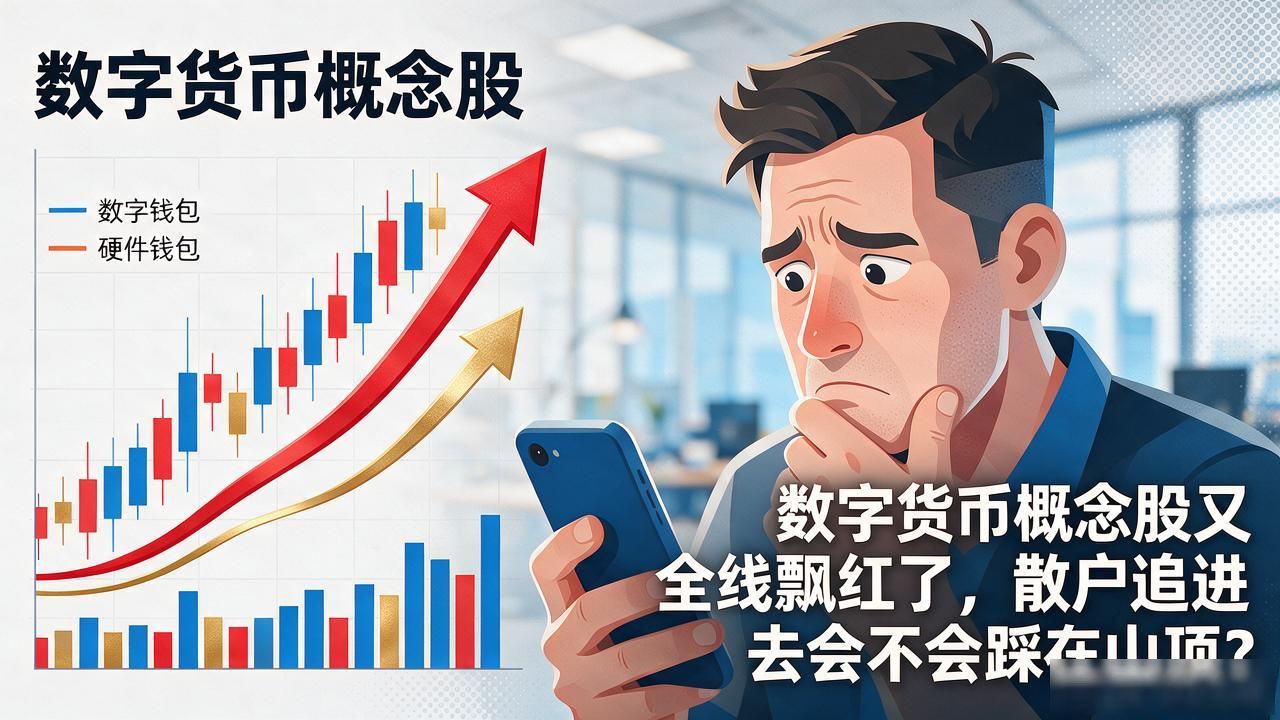 数字货币概念股又全线飘红了，散户追进去会不会踩在山顶？