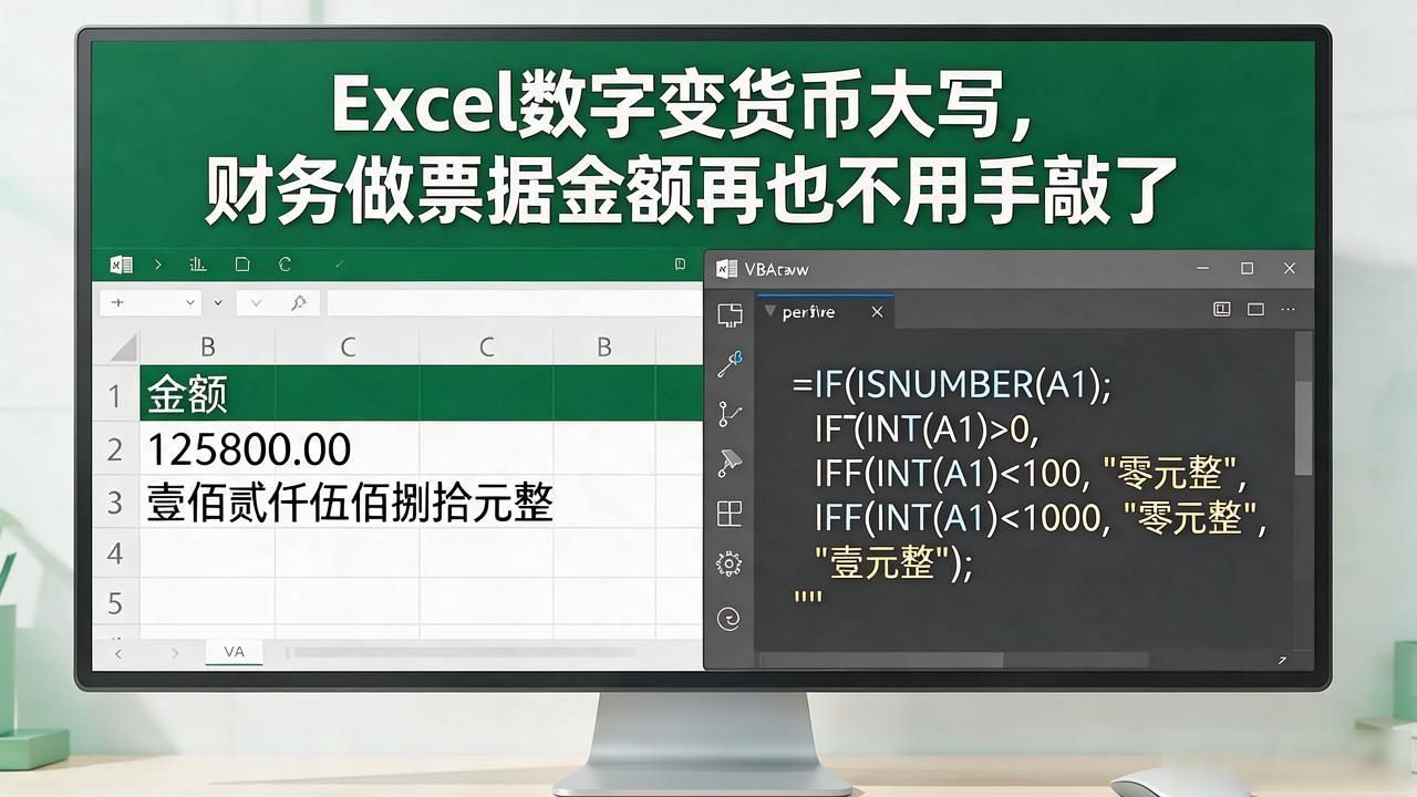 Excel数字变货币大写，财务做票据金额再也不用手敲了