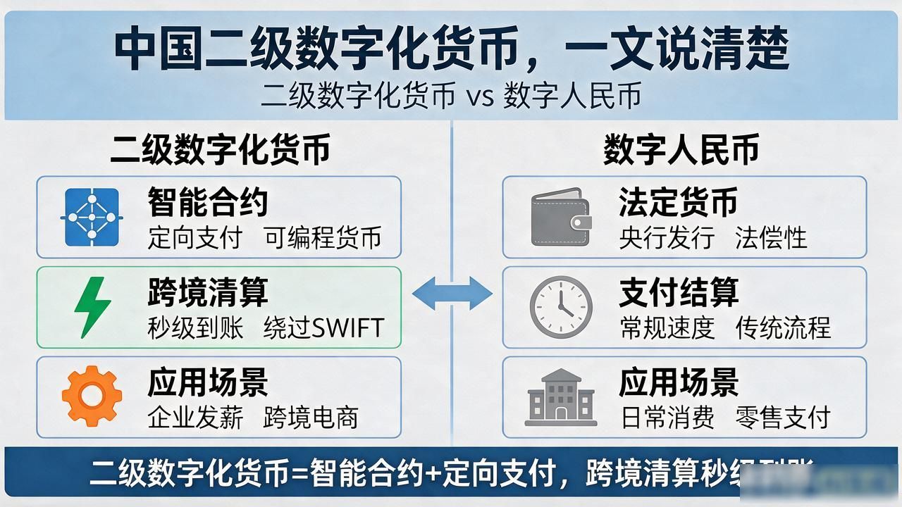 中国二级数字化货币是啥，跟数字人民币有啥不一样，一文说清楚